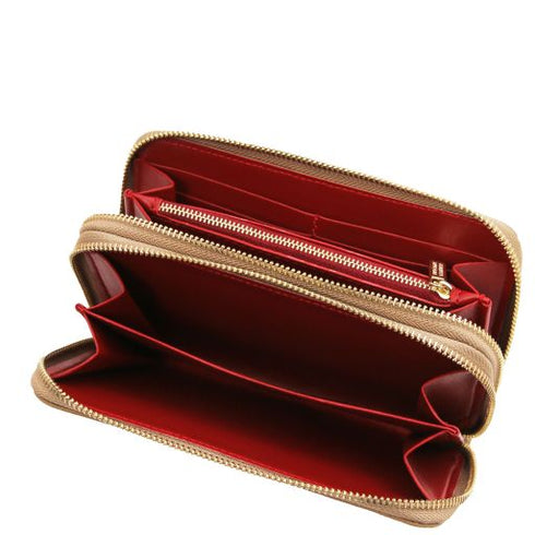 Mira - Double zip around leather wallet